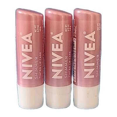 ( LOT OF 3 ) NIVEA   SHIMMER Radiant LIP CARE 0.17 oz  TINTED Germany RARE