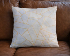 6 x Cushion Covers with Gold and Grey Elegant Geometric Pattern (white backed)