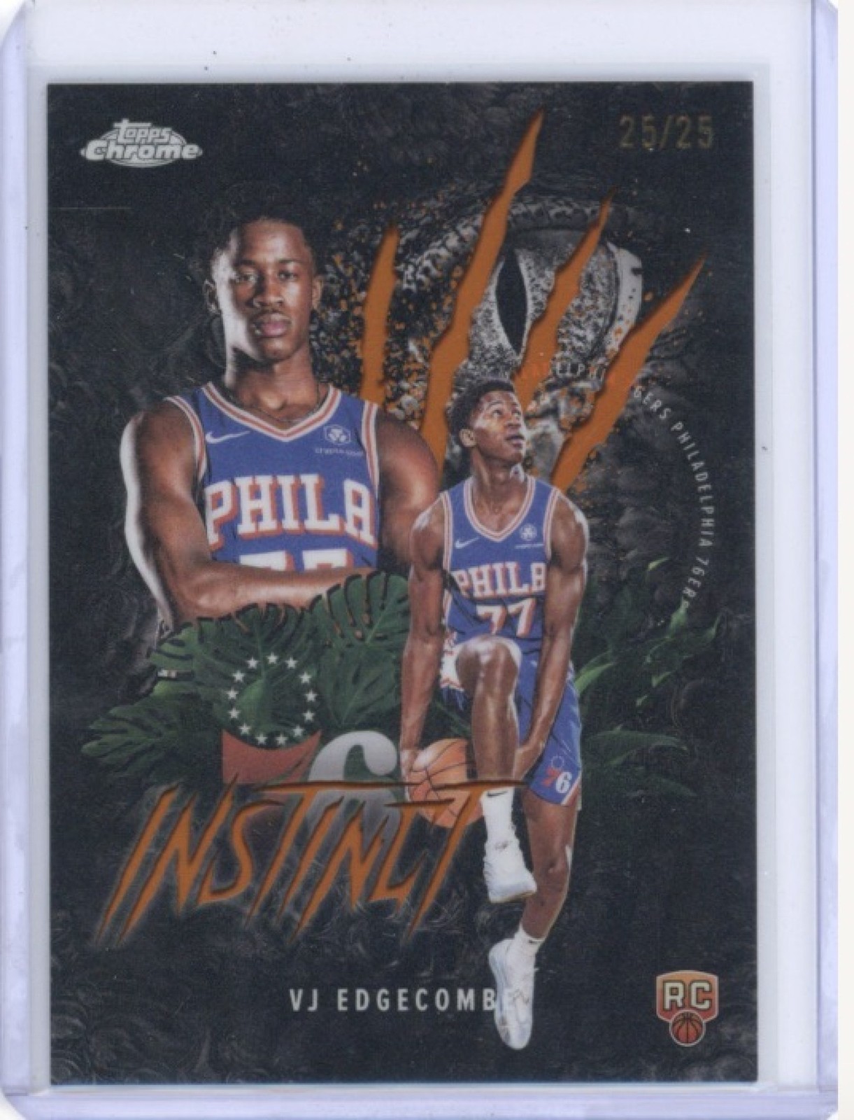 VJ EDGECOMBE 2025-26 TOPPS CHROME #INS-13 INSTINCT ORANGE REFRACTOR RC 25/25