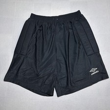 Vintage 90s Umbro Goalkeeper Shorts Adult XL Padded Hip Nylon Black USA Made