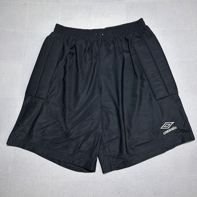 Vintage 90s Umbro Goalkeeper Shorts Adult XL Padded Hip Nylon Black USA Made