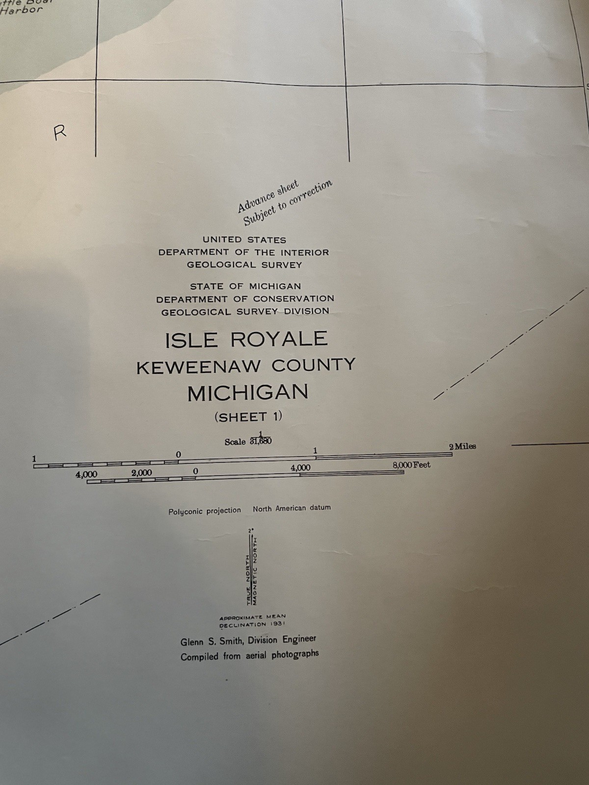 Isle Royal Keweenaw Michigan GeologicalSurveyMap56x44Inches Both Sheets 1 And 2