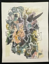 Sm original art Mixed media abstract painting on paper acrylic & ink 5.5 x6.875"