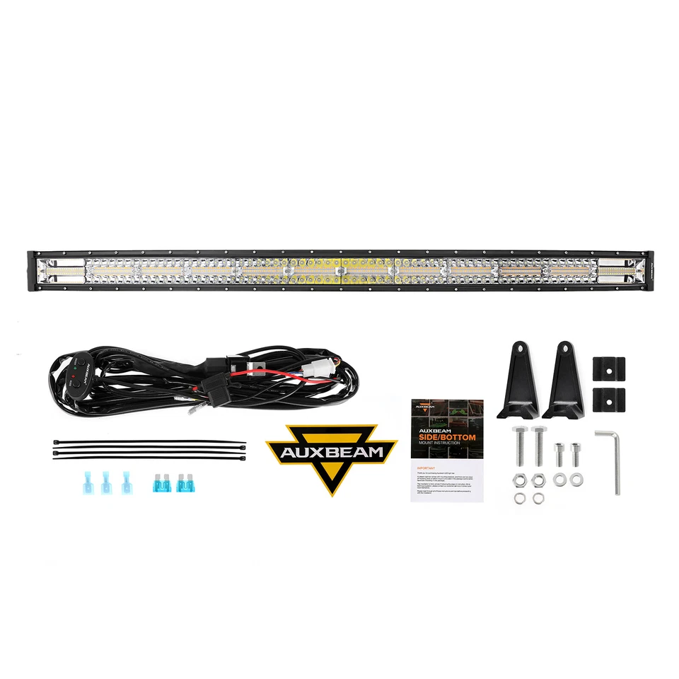 AUXBEAM Curved 50" inch LED Light Bar 6 Modes Amber White Strobe Offroad Driving - Image 2 of 4
