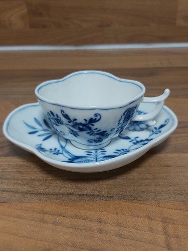 Meissen Blue Onion Quatrefoil Cup And Saucer