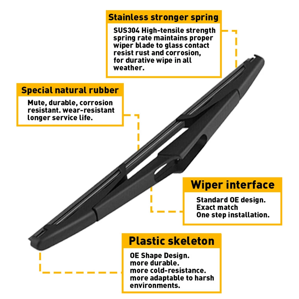 Rear Blade Wiper and Arm for Dodge Grand Caravan 2008-2010 Chrysler Town&Country - Image 3 of 4