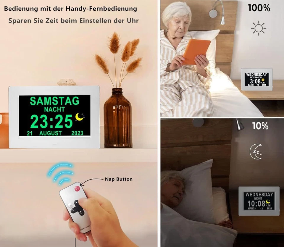 Elektronische Tag Datum Kalender Uhr, nicht abgekürzte Tag Datum, große Uhr - Bild 3 von 4