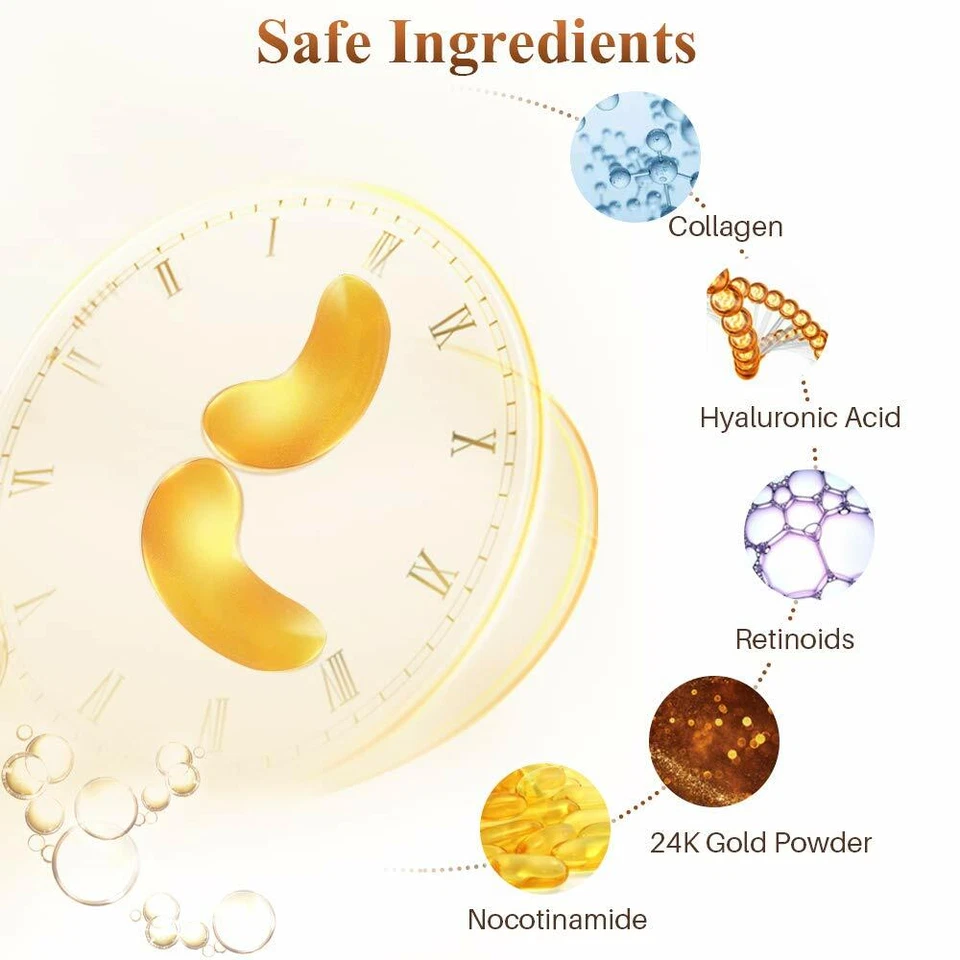 Parche de máscara de ojos de colágeno de cristal dorado de 24 quilates 80 piezas gel antiarrugas ojeras Foto 4 de 4