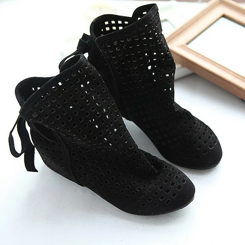 Sommer Damen Flache Stiefeletten Casual Ankle Sandalen Stiefel Versteckte Absatz - Bild 8 von 20