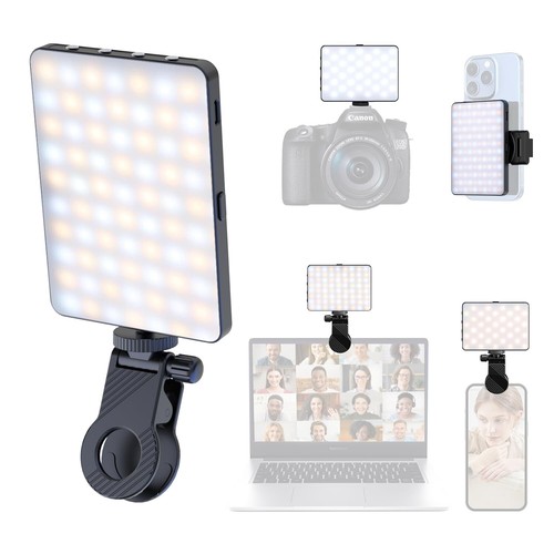 Selfie Licht, 72 LED Videolicht Mit Clip, 3000-9900K 3 Lichtmodi, 1500 mAh Akku - Bild 14 von 15
