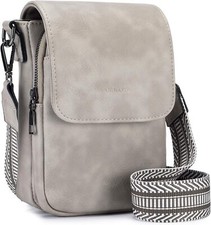 POIUGOYA Small Crossbody Bags for Women Trendy,Leather Triple A-cream Gray