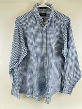 Chaps Shirt Men's Size 16.5 36/37 Blue Checkered Classic Button Down Long Sleeve