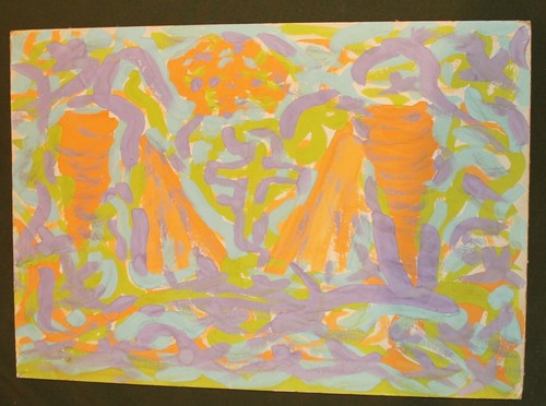 VINTAGE ABSTRACT EXPRESSIONISM GOUACHE PAINTING - Picture 4 of 12