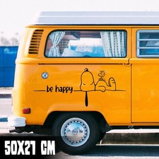 AUTO AUFKLEBER "SNOOPY BE HAPPY" 50X21CM STICKER VAN BUS WOHNMOBIL #0279