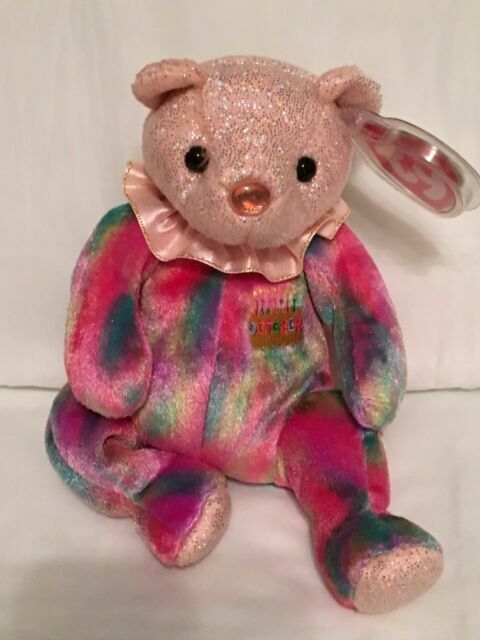 October Birthday Bear Ty Beanie Baby Opal Retired MWMT 1st Series for sale online