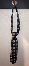 Vintage 90s Clocks Tie Twill Hook-and-Loop 2T Toddler Formal Navy Blue Beige Tan