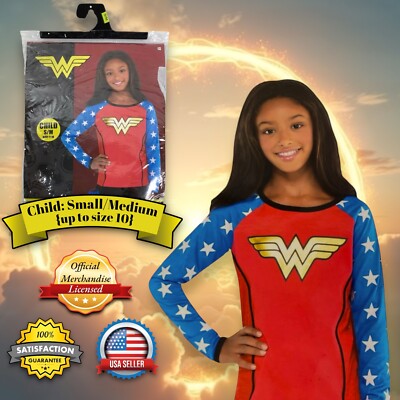 DC Wonder Woman Long Sleeve T-Shirt Top Costume Cosplay GIRLS S/M