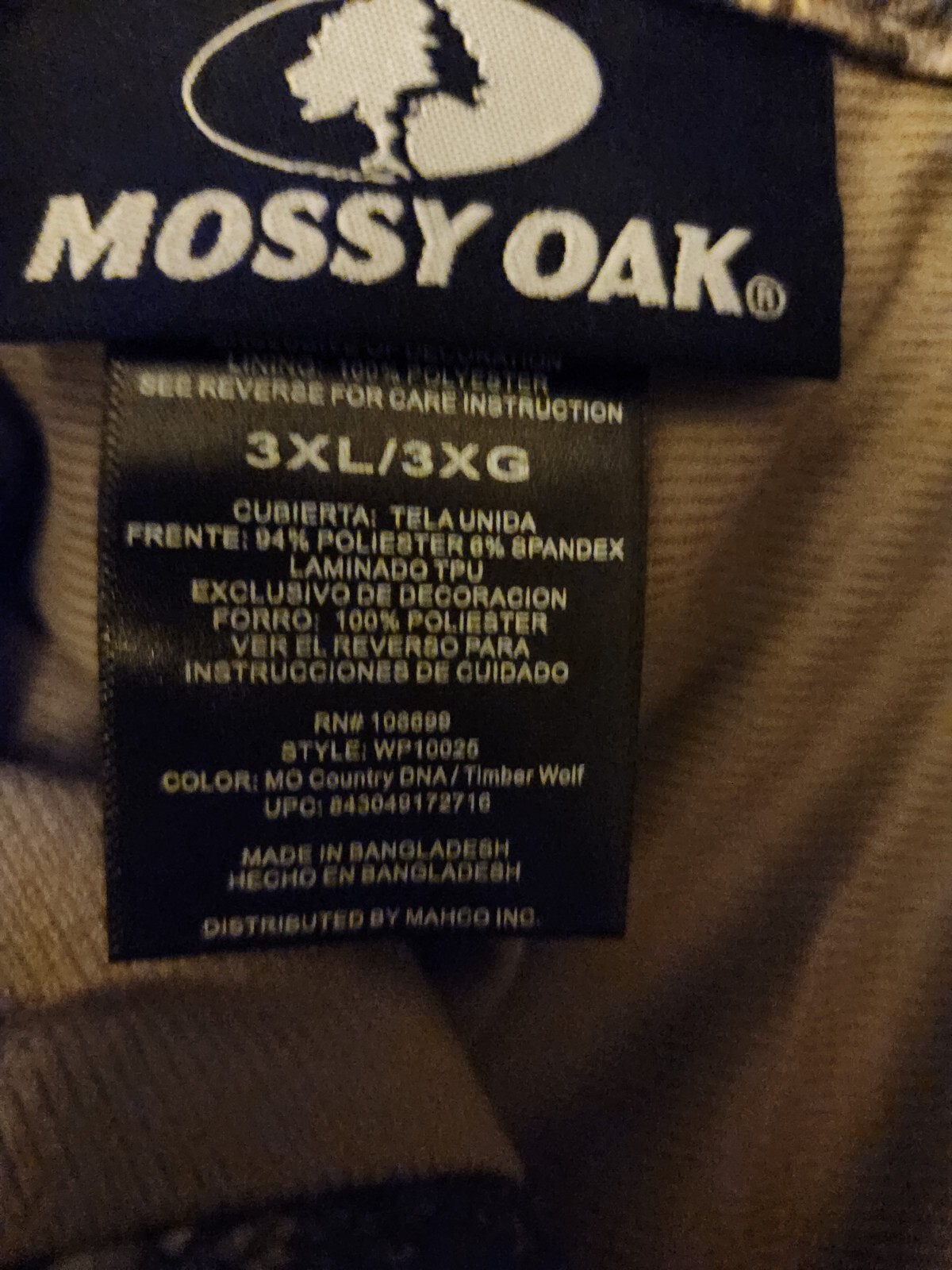 NEW Mens Mossy Oak BreakUp Country Scent Control Pants  3XL Waterproof Camo