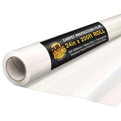 Carpet Protection Film, 24'' x 200' Roll - Clear Self Adhesive, Floors & Surfaces