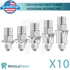 10x Ti-Base CAD/CAM Hexagonal Abutment Titanium Dental Int Hex Connection 2.42mm