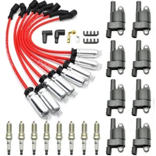 8 Ignition Coil UF742 &Iridium Spark Plug &Wire For GMC Chevy Silverado 1500 4.3