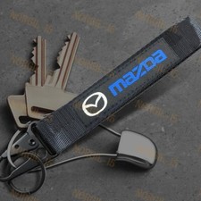 For Mazda Black Racing Keychain Metal Backpack Key Ring Hook Strap Lanyard Nylon