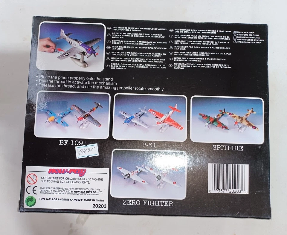 New Ray Motorize Propella 1/48 Scale WWII Zero Fighter Plane Diecast Airplane W - Image 3 of 3