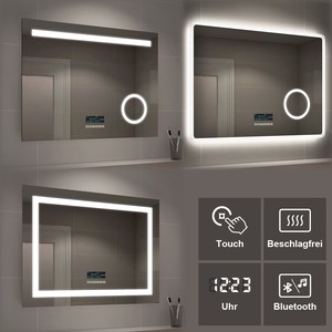 Led Badspiegel Bluetooth Lautsprecher Uhr Beschlagfrei Touch