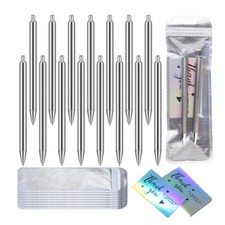 15PCS Retractable Ballpoint Pen Stainless Steel Ballpoint Pen with Thanks Cards