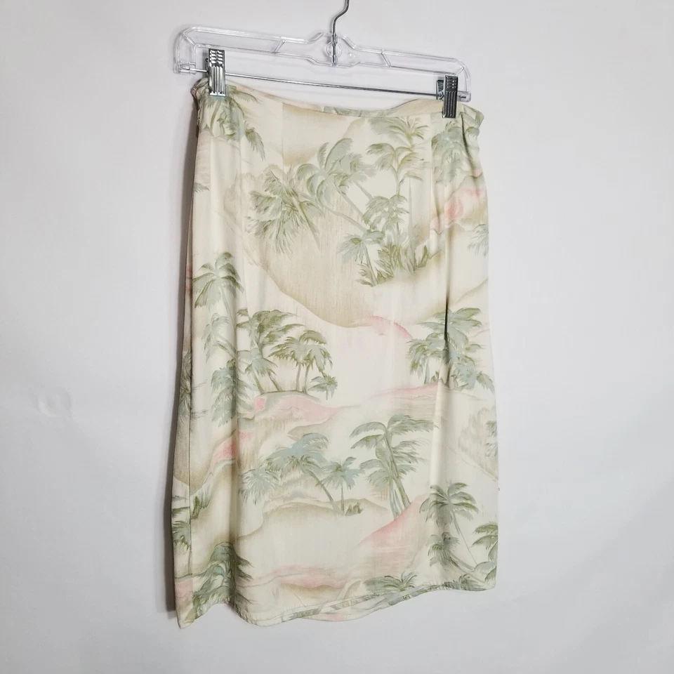 Caribbean Joe 裹身裙女式 10 码棕榈树粉色绿色夏威夷 — 第 3/4 张图片