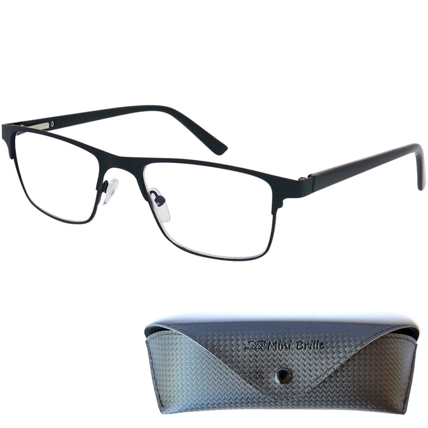 Mini Brille Occhiali da Lettura con Lenti Rettangolari, Custodia in (P1v)