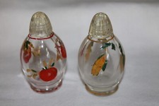 salt & pepper shakers-painted corn & tomato design, 2-1/2