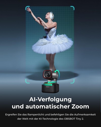 Webcam Obsbot Tiny 2 PTZ 4K, 3840 x 2160 Pixel Schnelles Auto-Tracking NEU OVP - Afbeelding 11 van 19