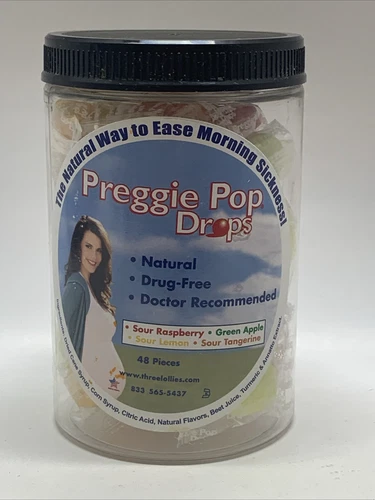 Preggie Pop Drops For Morning Sickness  Assorted Sour Flavors 48 Pieces