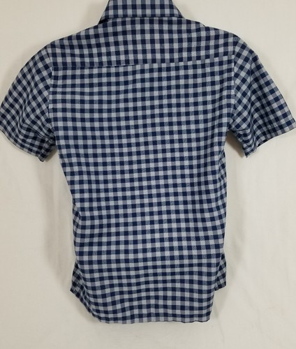 Plato Men's Multi Color Checked Button Front Short Sleeve Shirt Size 38 Medium - Picture 4 of 5