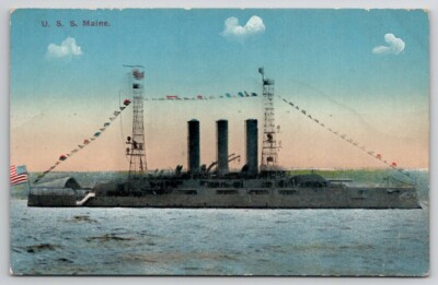 USS Maine Battleship Postcard F43
