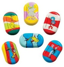 6 pieces Dr Seuss Stubbies Erasers 69974
