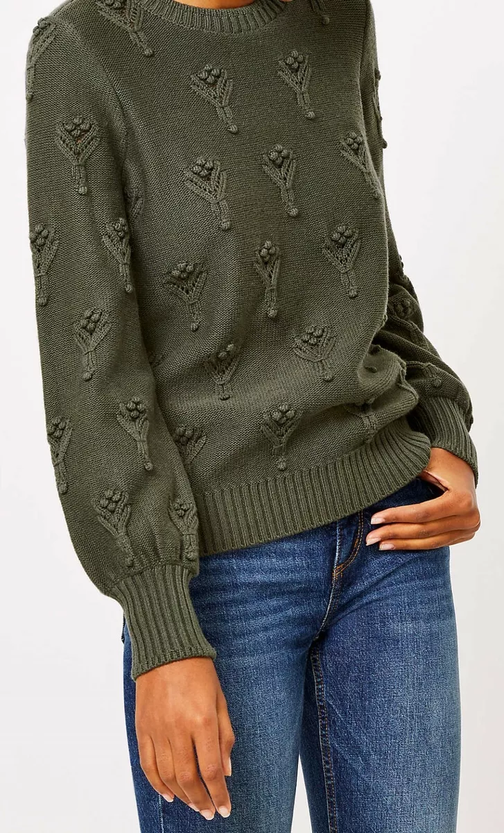 Ann Taylor LOFT Blouson Sleeves Bobble Pointelle Sweater Various