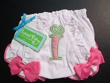 Mud Pie Initial Baby "I" Bloomers, Size 0-6 Months, NWT