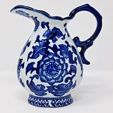 The Bombay Company ceramic Water Pitcher w/ Blue Floral Design