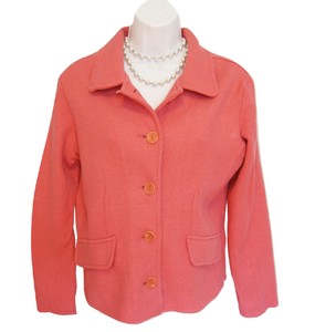 Talbots-Blazer-Sweater-JACKET-Size-M-8-10-ALPACA-WOOL-BLEND-Pink-Knit-Layer-Flaw