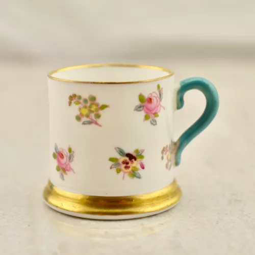 Antique Royal Crown Staffordshire miniature painted floral tankard mug a2712