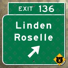 New Jersey parkway exit 136 Linden Roselle state highway road sign Garden 16x16