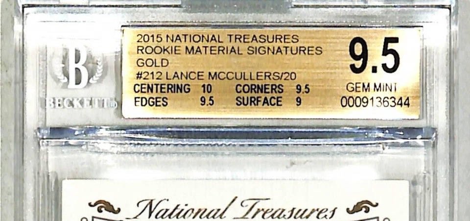 2015 National Treasures LANCE McCULLERS Rookie Card #212 Graded BGS 9.5 Auto 10 - Image 3 of 4