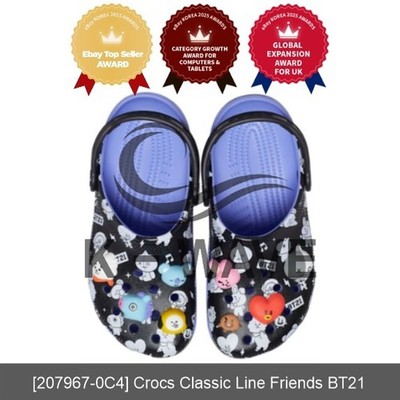 BTS Official Limited BT21 CROCS Classic Clog Line Friends BT21 8 Jibbitz Charms