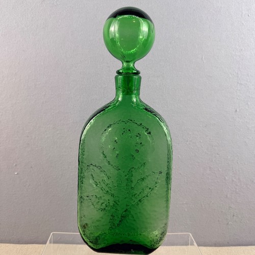Wayne Husted per Stelvia Empoli Decanter Girasole Vetro Italiano 14" Verde MCM - Foto 5 di 12