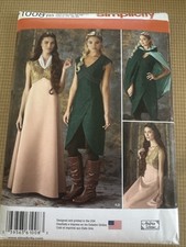 Simplicity 1008 Game of Thrones, Fantasy Costume Pattern Sz 14-16-18-20-22 Uncut