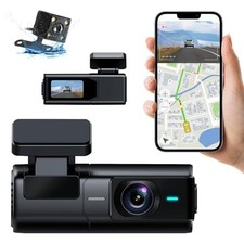 4K Dual Dash Cam Front  Rear with WiFi, Night Vision, 64GB Storage Capacity