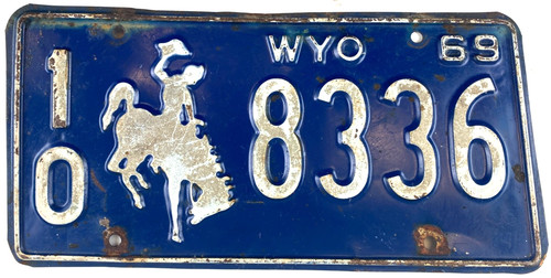 Vintage Wyoming 1969 Auto License Plate Fremont Co Man Cave 10 8336 Wall Decor