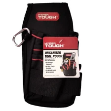 Hyper Tough Belt Tool Pouch Organizer 6 Pockets Metal Clip Carabiner 3" Loop